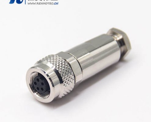 全金属防水接插件M9 5芯母头直式组装接头