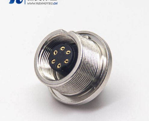 6芯防水接插件M9母头直式前锁穿墙面板安装