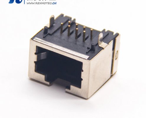 rj45网口座8p8c弯式半包带屏蔽插PCB板