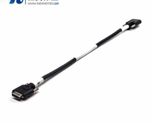 SCSI 线HPCN型26芯黑色塑胶壳公转公直式接插件螺丝锁接式双边线1米