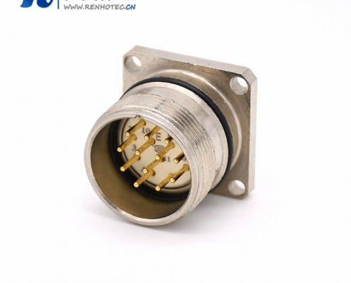 12芯接插件 M623 12芯公头直式接线四孔法兰插座