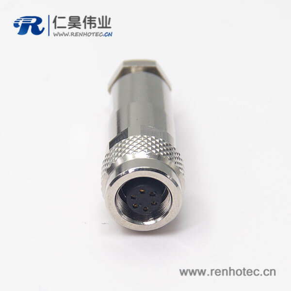 金属圆形接插件M9直式母头带屏蔽6芯金属组装接头 金属圆形接插件M9直式母头带屏蔽6芯金属组装接头