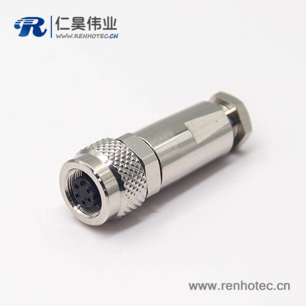 金属圆形接插件M9直式母头带屏蔽6芯金属组装接头 金属圆形接插件M9直式母头带屏蔽6芯金属组装接头