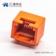rj45网络插座弯式插板橙色全塑外壳8p8c插板非屏蔽
