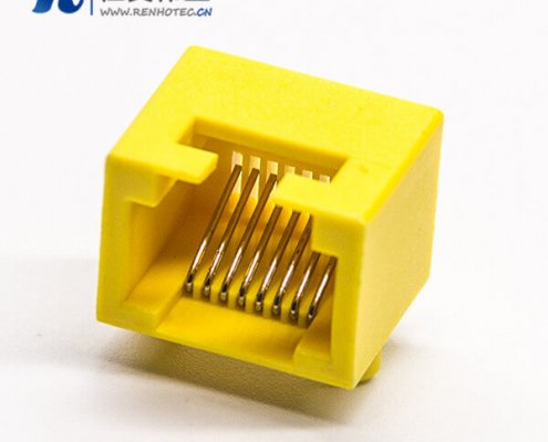 rj45黄塑胶外壳弯头网络插座不带屏蔽不带灯