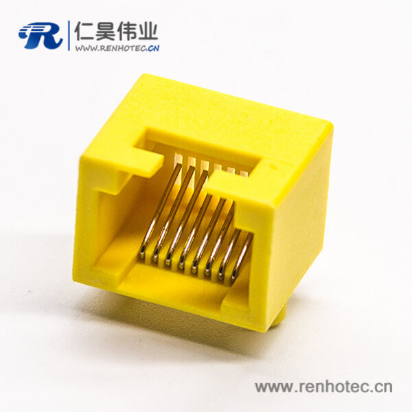 rj45黄塑胶外壳弯头网络插座不带屏蔽不带灯