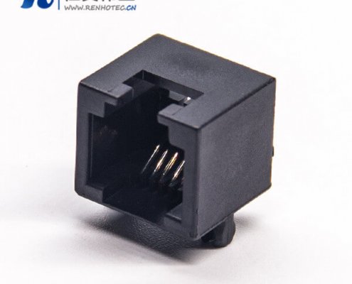 rj12 6p6c母头黑色塑胶外壳弯式网络接口不带屏蔽插板