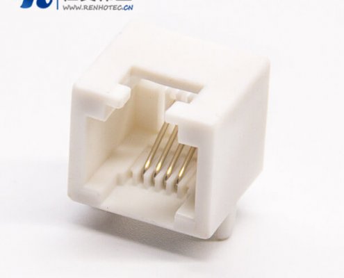 4针rj14网络?？榛硬寮涫浇影錎IP不带屏蔽白色全塑