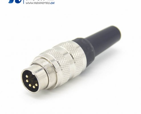 M16插头5芯直式公头接线安装对接接插件