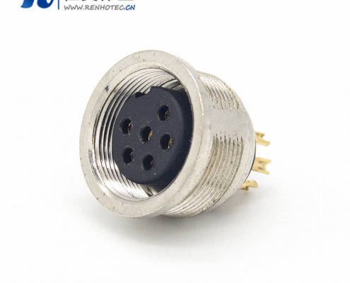 插座-6芯M16直式接线焊接母头接插件