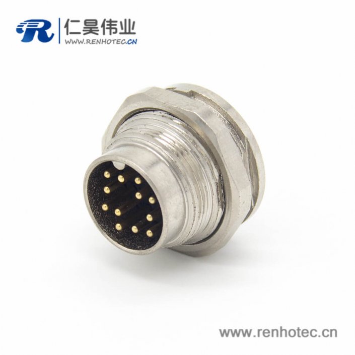 工业防水插头M16 12芯公头直式接线/面板接插件