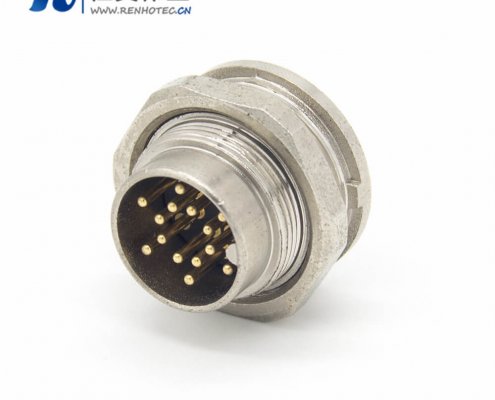 14芯插座 M16直式公头接线/面板接插件