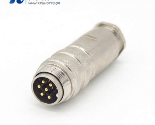 对接接插件 M16 6芯直式焊接公插头