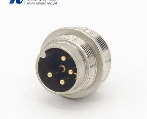 m16 4芯接插件直式公插座焊杯接线