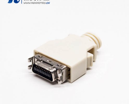 SCSI接插件20针公头直式按键式焊接接线带塑料外壳