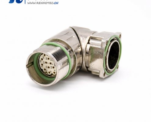 工业防水插座 M623 17芯弯式母头接线法兰接插件