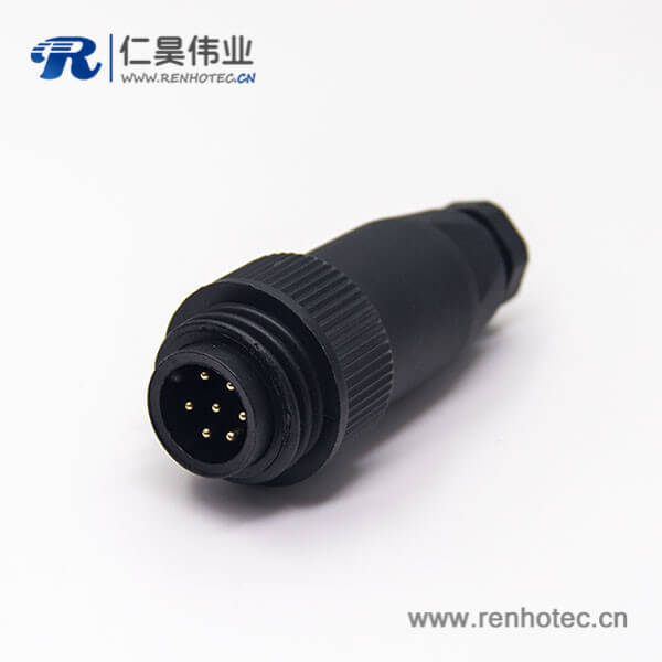 M18接头7芯航空公插头母插座2孔法兰安装全塑电缆接头圆形接插件 M18接头7芯航空公插头母插座2孔法兰安装全塑电缆接头圆形接插件