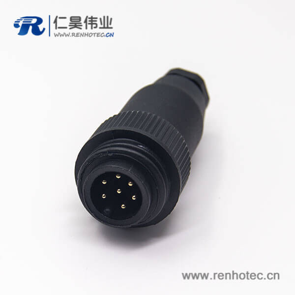 M18接头7芯航空公插头母插座2孔法兰安装全塑电缆接头圆形接插件 M18接头7芯航空公插头母插座2孔法兰安装全塑电缆接头圆形接插件