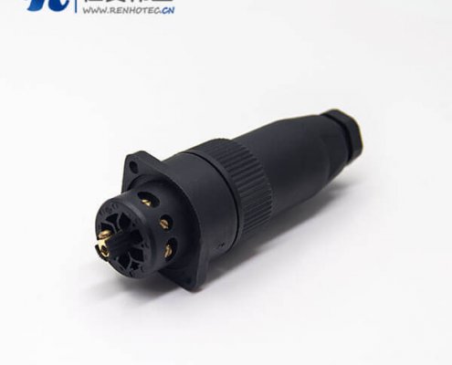 M18接头7芯航空公插头母插座2孔法兰安装全塑电缆接头圆形接插件