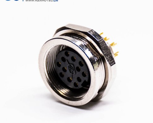 M16航空插座12芯直式母头接插件焊杯接线