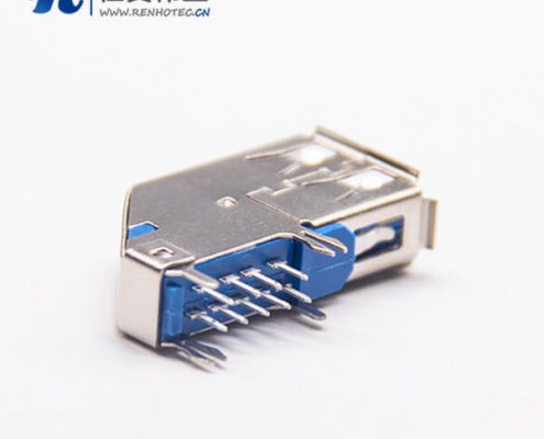 90度3.0 usb A型母座蓝色USB A板端