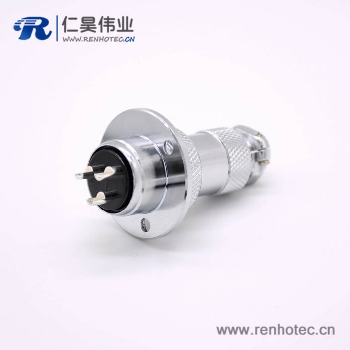 GX20航空接插件3芯母插头转公插座常规款直式法卡兰安装焊线