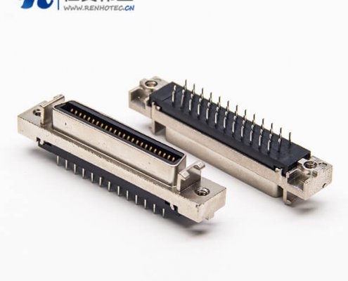 180度SCSI母头50pinD型接插件插PCB板