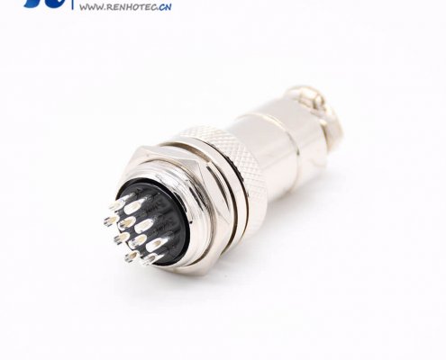 航空插头接头插座GX20 10芯常规款直式后锁穿墙焊线接插件