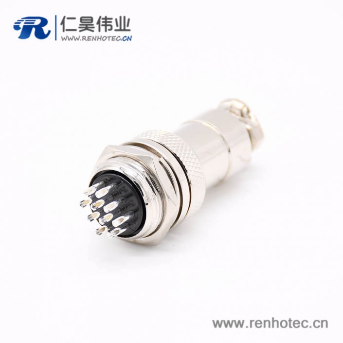 航空插头接头插座GX20 10芯常规款直式后锁穿墙焊线接插件