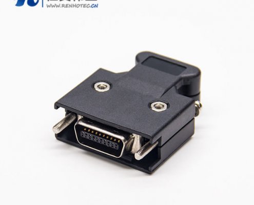 scsi接插件20p公头MDR黑色塑料外壳螺丝式焊接接线