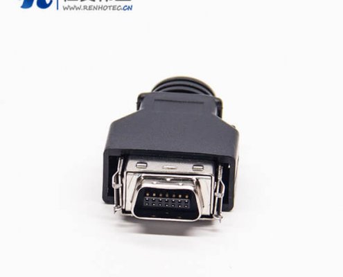 按键式SCSI接插件直式公头20pin按键式黑色外壳焊接