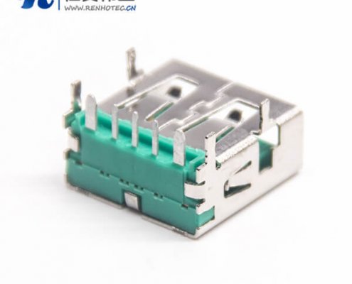 3.0 A usb母座180度长体穿孔9p前屋后四