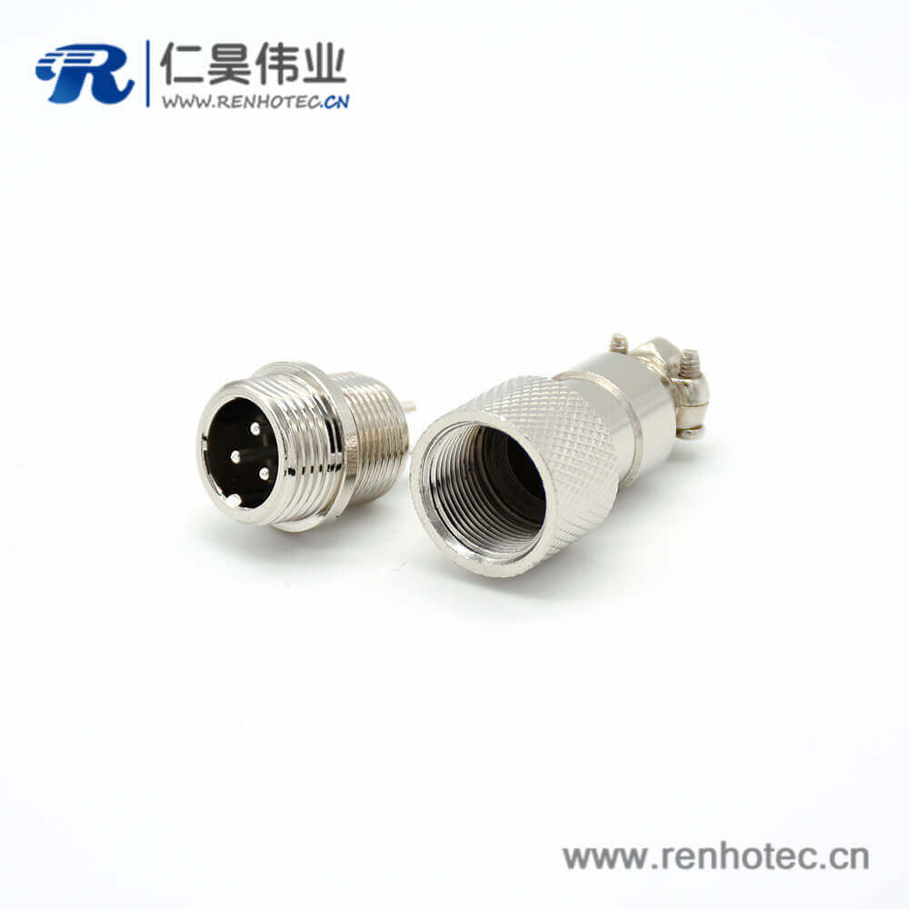 GX12航空插头3芯反装直式公头圆形焊线接插件 GX12航空插头3芯反装直式公头圆形焊线接插件