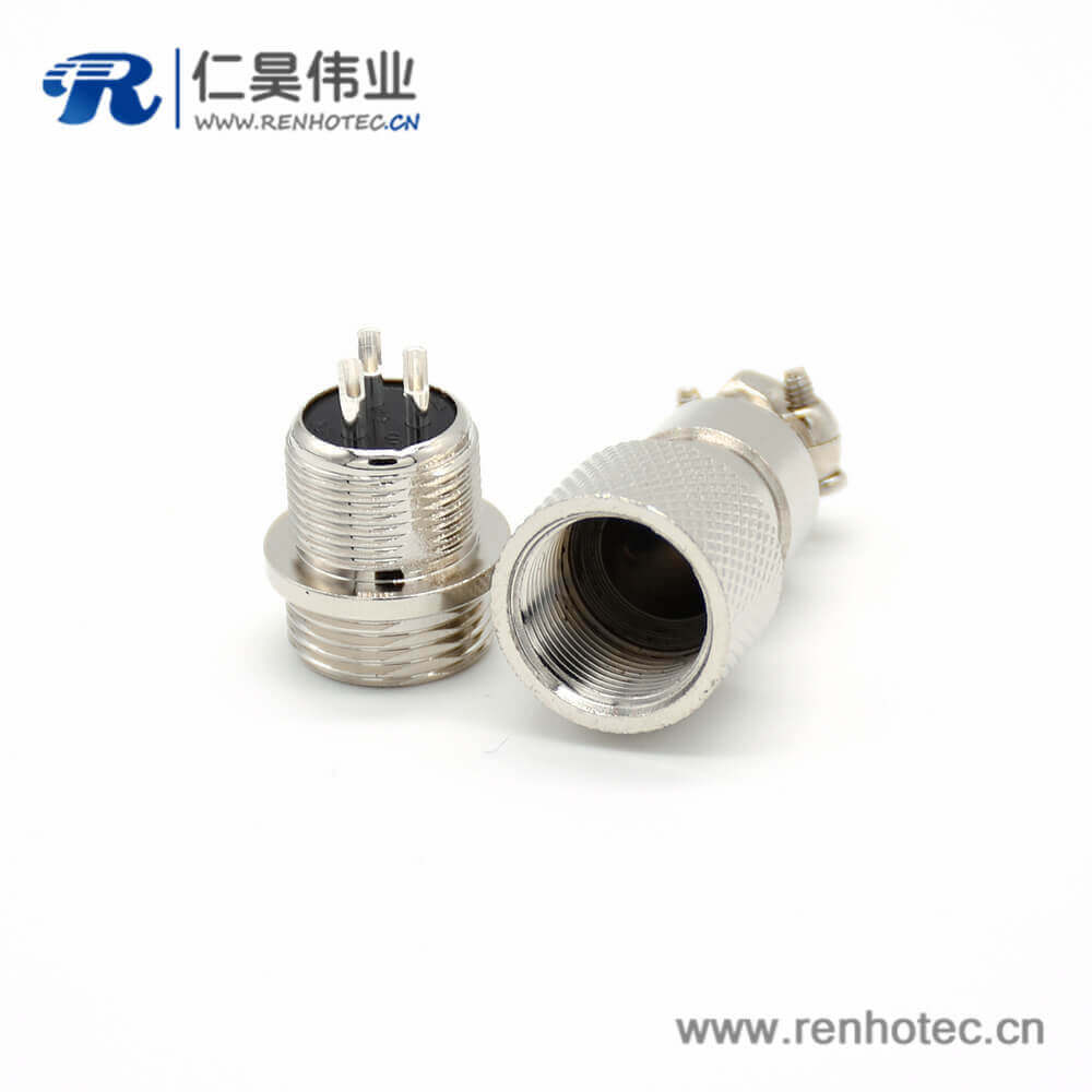 GX12航空插头3芯反装直式公头圆形焊线接插件 GX12航空插头3芯反装直式公头圆形焊线接插件