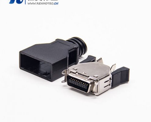 SCSI接插件36pin公头焊接直式按键式