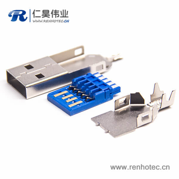 USB 3.0 A公沉板有柱1U'' 锡胶 SMT 1.95 L 18.7