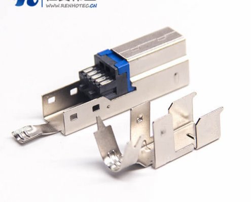 USB3.0B带铁壳短体9p打印设备接头