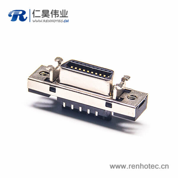 SCSI插座 焊线式直式母头HPCN20芯接插件