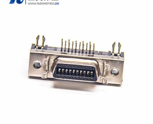 SCSI20HPCN弯式焊接母头插板插座接插件