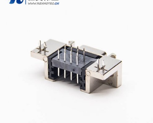 scsi母座接插件14pin弯式90度插板式带鱼叉脚接PCB板