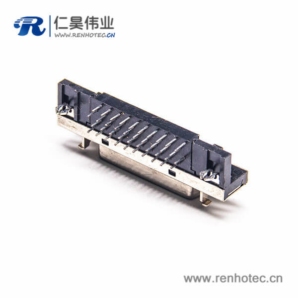 SCSI母接插件40芯母头弯式HPDB插板PCB板安装 SCSI母接插件40芯母头弯式HPDB插板PCB板安装