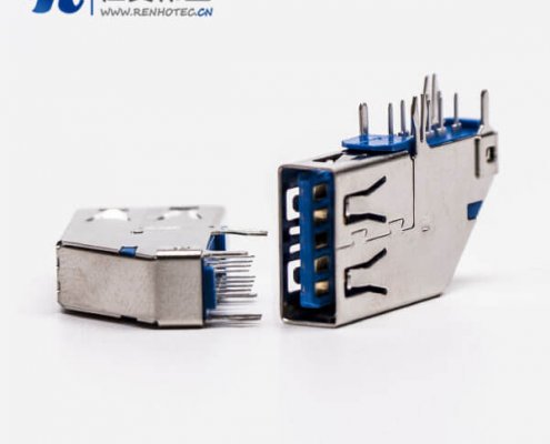 usb3.0母座侧插type a弯式母座插孔接PCB板