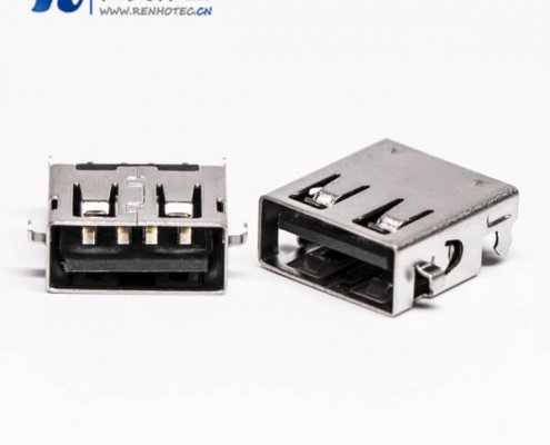 usb type-a接口弯式母头沉板四脚插板