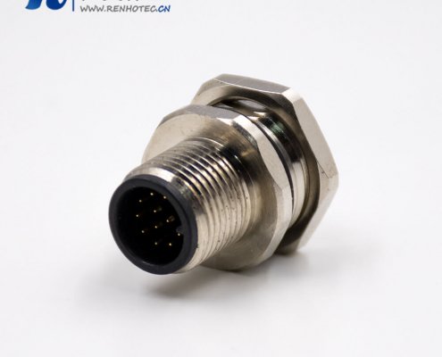 M1212芯板端插座A扣直式公头接线焊接式后锁板接插件