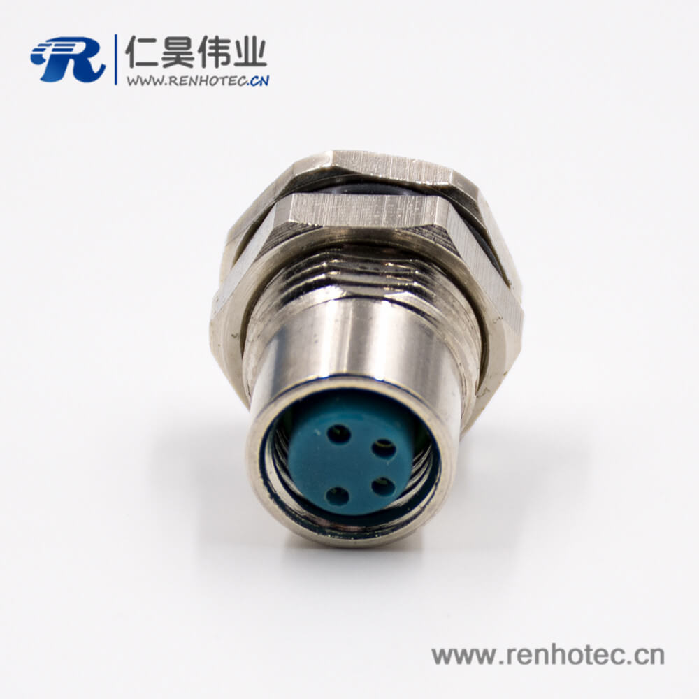 M8接插件4芯母头直式板端插座前锁板接线焊接式传感器 M8接插件4芯母头直式板端插座前锁板接线焊接式传感器