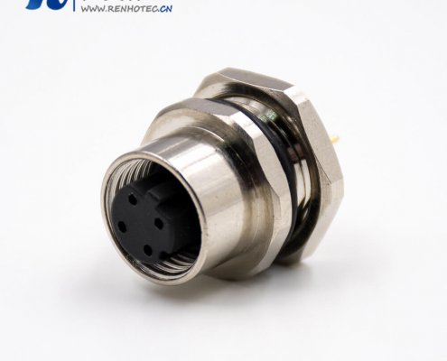 M124芯D型编码180°母头接PCB板板端插座接插件