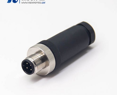 m12接头航空头直式公头插头组装接头锁接直式传感器