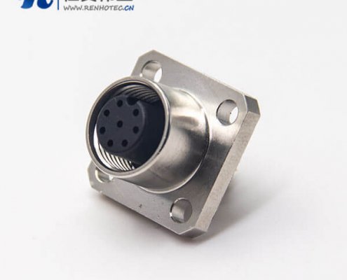 焊线式m12法兰插座8芯母头面板安装A型编码接插件