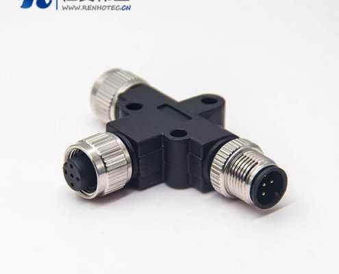 m12转接头两母转一公5pinT型