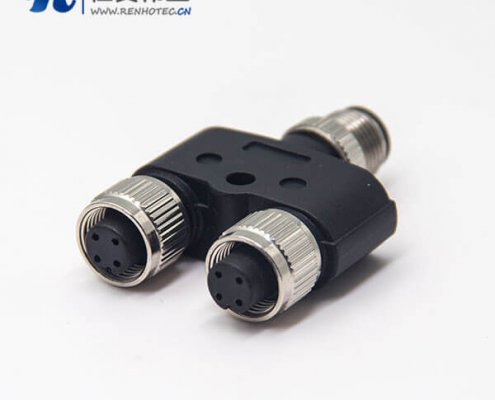 m12公母转换头4pin两母头转一公头Y型